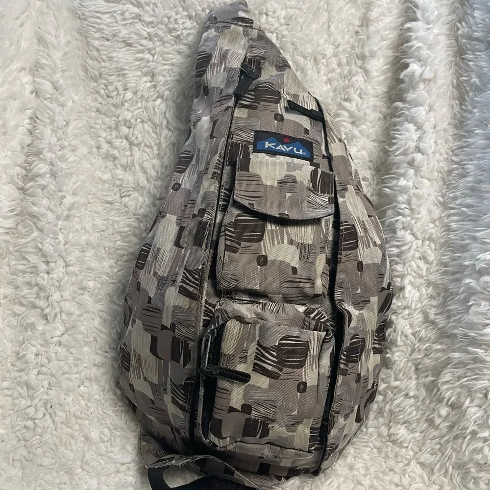 KAVU Rope Sling Bag Camouflage shades of gray.